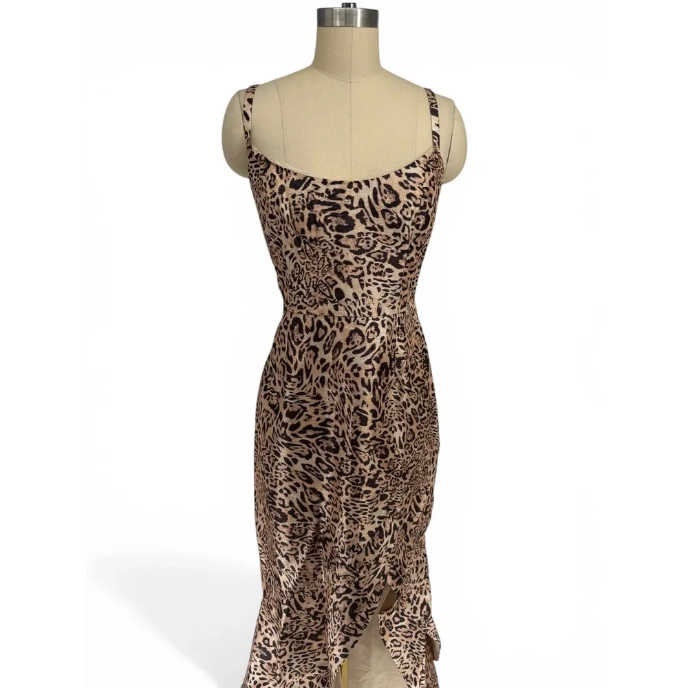 New! Hutch Alma Leopard Print Jacquard Midi‎ Dress Size 6 $339